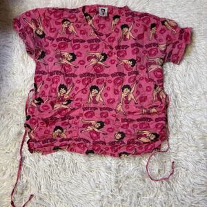 Betty Boop women’s short sleeve scrub top pink Med